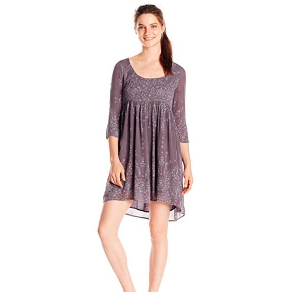 O'Neill Dresses & Skirts - O'Neill XS Babydoll Floral Lace up Back Gray Dress